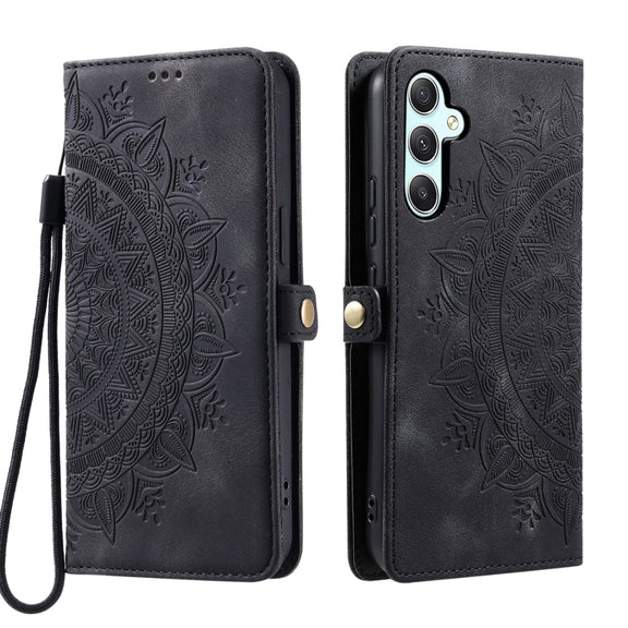 For Samsung Galaxy S25+ 5G Skin Feel Totem Embossed Leather Phone Case(Black)