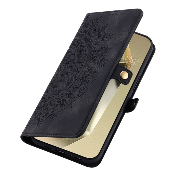 For Samsung Galaxy S25+ 5G Skin Feel Totem Embossed Leather Phone Case(Black)