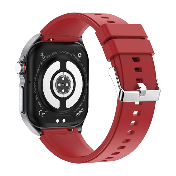 ET585 2.04 inch Silicone Strap IP68 Water-resistant Smart Watch, Support ECG / Blood Composition Measurement(Red)
