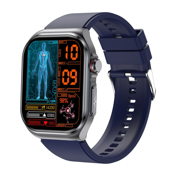 ET585 2.04 inch Silicone Strap IP68 Water-resistant Smart Watch, Support ECG / Blood Composition Measurement(Blue)