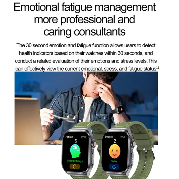 ET585 2.04 inch Silicone Strap IP68 Water-resistant Smart Watch, Support ECG / Blood Composition Measurement(Black)