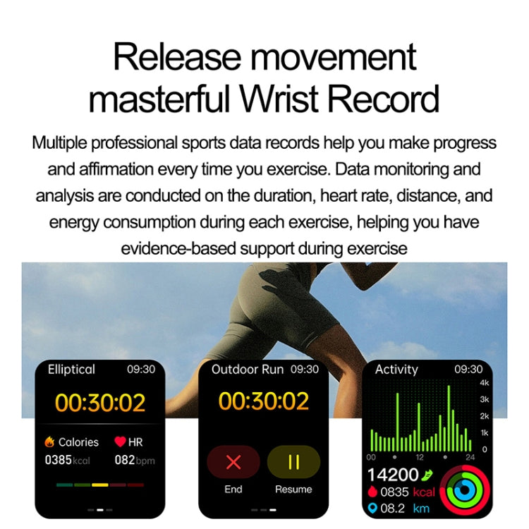 ET585 2.04 inch Silicone Strap IP68 Water-resistant Smart Watch, Support ECG / Blood Composition Measurement(Black)