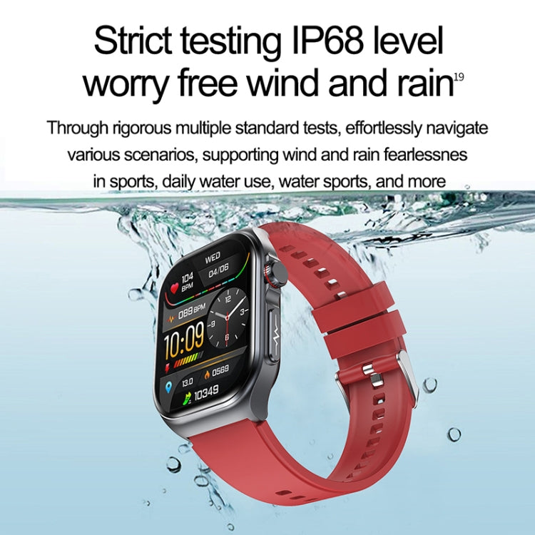ET585 2.04 inch Silicone Strap IP68 Water-resistant Smart Watch, Support ECG / Blood Composition Measurement(Black)