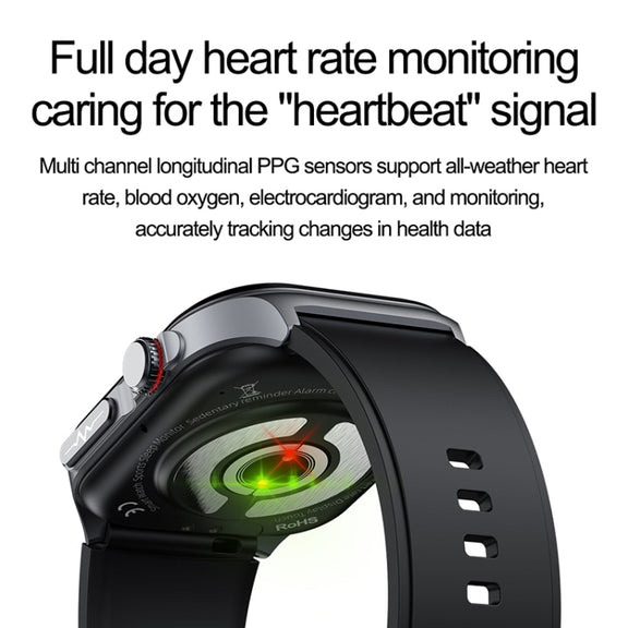 ET585 2.04 inch Silicone Strap IP68 Water-resistant Smart Watch, Support ECG / Blood Composition Measurement(Black)