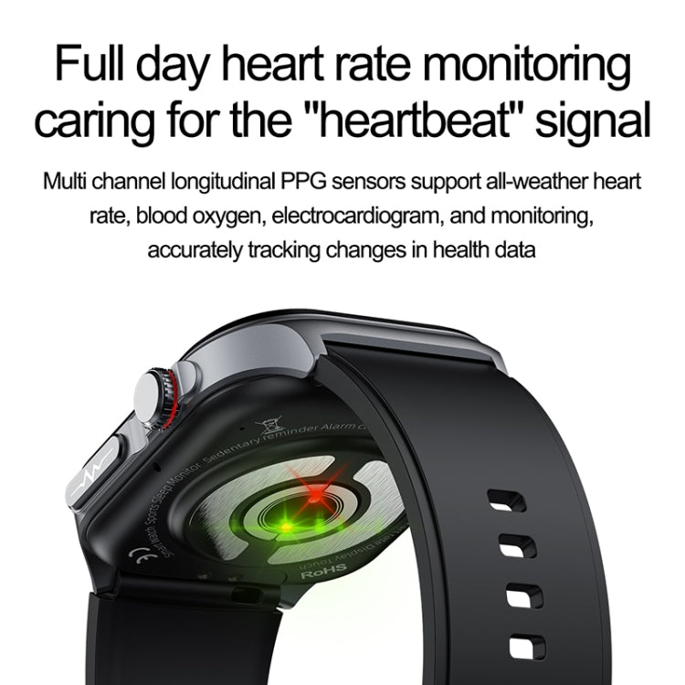 ET585 2.04 inch Silicone Strap IP68 Water-resistant Smart Watch, Support ECG / Blood Composition Measurement(Black)