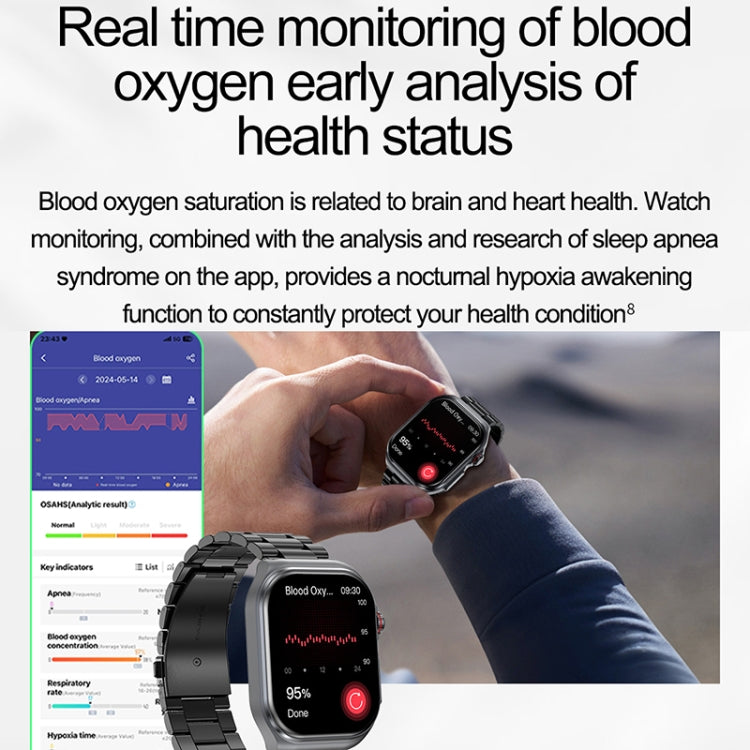 ET585 2.04 inch Silicone Strap IP68 Water-resistant Smart Watch, Support ECG / Blood Composition Measurement(Black)