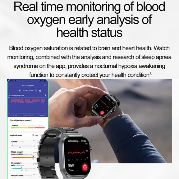 ET585 2.04 inch Silicone Strap IP68 Water-resistant Smart Watch, Support ECG / Blood Composition Measurement(Black)