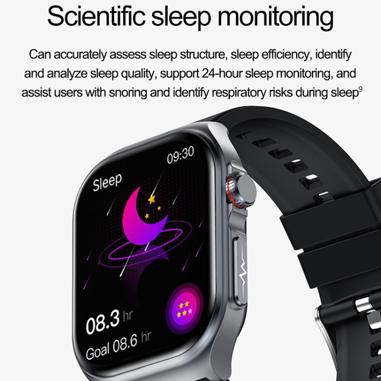 ET585 2.04 inch Silicone Strap IP68 Water-resistant Smart Watch, Support ECG / Blood Composition Measurement(Black)