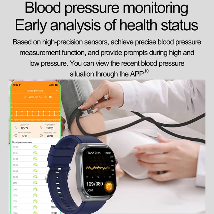 ET585 2.04 inch Silicone Strap IP68 Water-resistant Smart Watch, Support ECG / Blood Composition Measurement(Red)