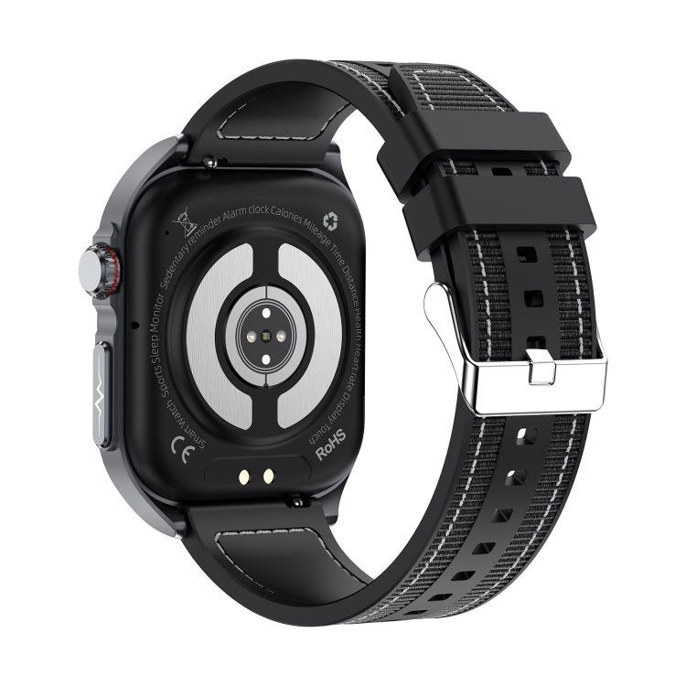 ET585 2.04 inch Nylon Strap IP68 Water-resistant Smart Watch, Support ECG / Blood Composition Measurement(Black)