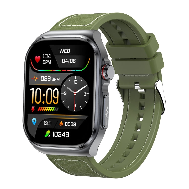 ET585 2.04 inch Nylon Strap IP68 Water-resistant Smart Watch, Support ECG / Blood Composition Measurement(Green)