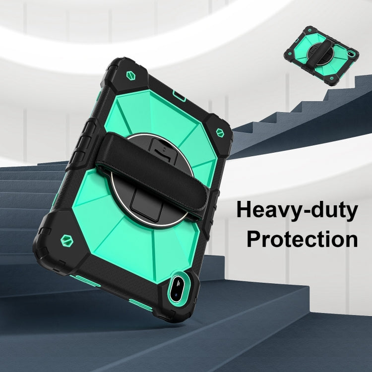 For Huawei MatePad SE 11 2024 Contrast Color Robot Silicone Hybrid PC Tablet Case(Black Mint Green)