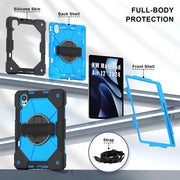 For Huawei MatePad Air 12 2024 Contrast Color Robot Silicone Hybrid PC Tablet Case(Black Blue)