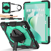 For Huawei MatePad 11.5 S Contrast Color Robot Silicone Hybrid PC Tablet Case(Black Mint Green)