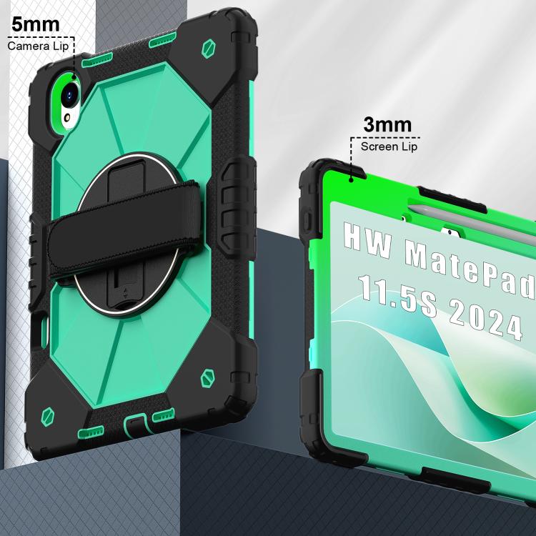 For Huawei MatePad 11.5 S Contrast Color Robot Silicone Hybrid PC Tablet Case(Black Mint Green)