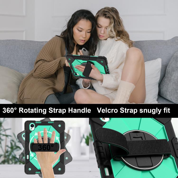 For Huawei MatePad 11.5 S Contrast Color Robot Silicone Hybrid PC Tablet Case(Black Mint Green)