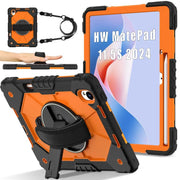 For Huawei MatePad 11.5 S Contrast Color Robot Silicone Hybrid PC Tablet Case(Black Orange)