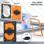 For Huawei MatePad 11.5 S Contrast Color Robot Silicone Hybrid PC Tablet Case(Black Orange)