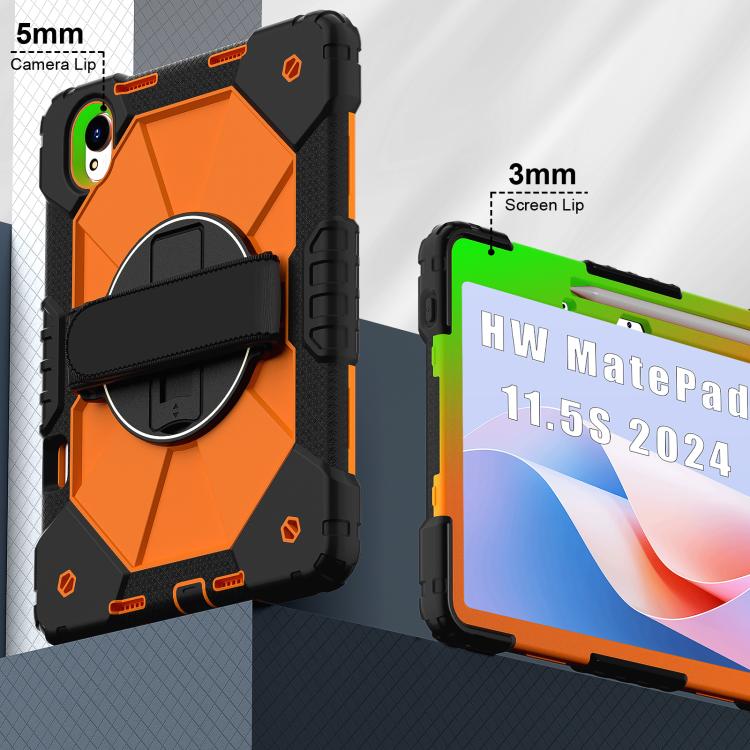 For Huawei MatePad 11.5 S Contrast Color Robot Silicone Hybrid PC Tablet Case(Black Orange)