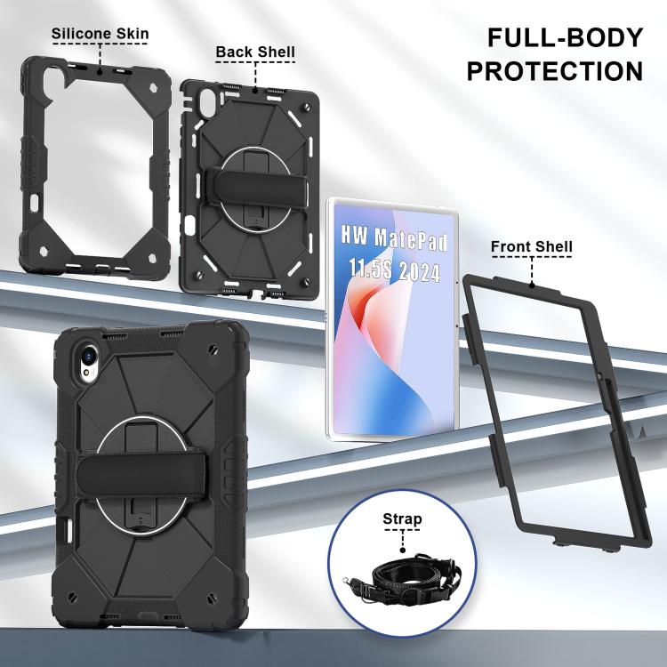 For Huawei MatePad 11.5 S Contrast Color Robot Silicone Hybrid PC Tablet Case(Black)
