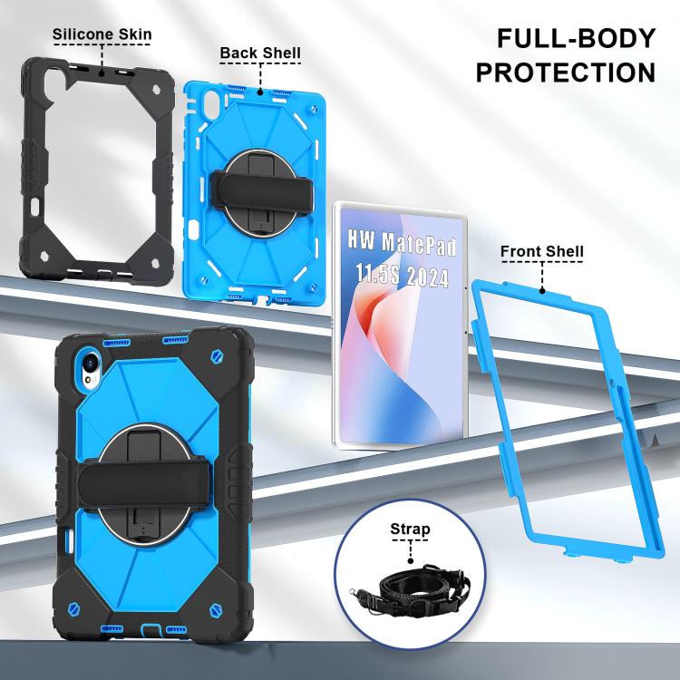 For Huawei MatePad 11.5 S Contrast Color Robot Silicone Hybrid PC Tablet Case(Black Blue)