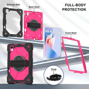 For Huawei MatePad 11.5 S Contrast Color Robot Silicone Hybrid PC Tablet Case(Black Rose Red)