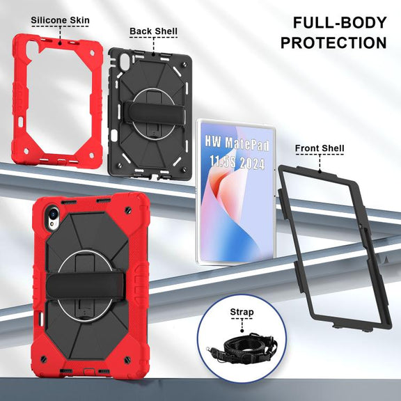 For Huawei MatePad 11.5 S Contrast Color Robot Silicone Hybrid PC Tablet Case(Red Black)