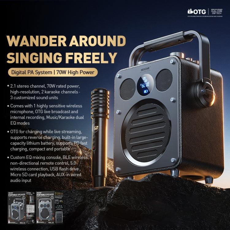 WK Beluga D7 Conductor HiFi Outdoor Portable Bluetooth Speaker(Black)