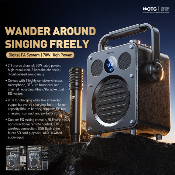 WK Beluga D7 Conductor HiFi Outdoor Portable Bluetooth Speaker(Black)