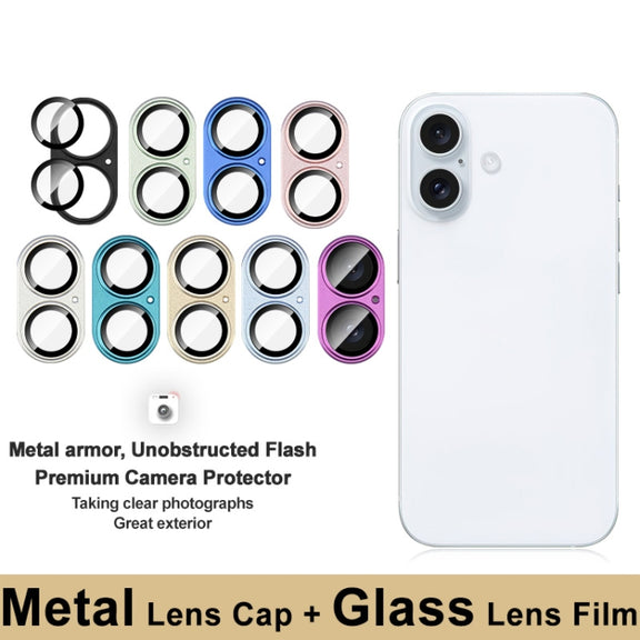 For iPhone 16 / 16 Plus IMAK Metal Armor Premium Camera Protector Film(Pink)