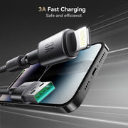 JOYROOM S-A50 3A 480Mbps Fast Charging Data Cable, USB-A to 8 Pin Cable, Length: 1.2m(Dark Gray)