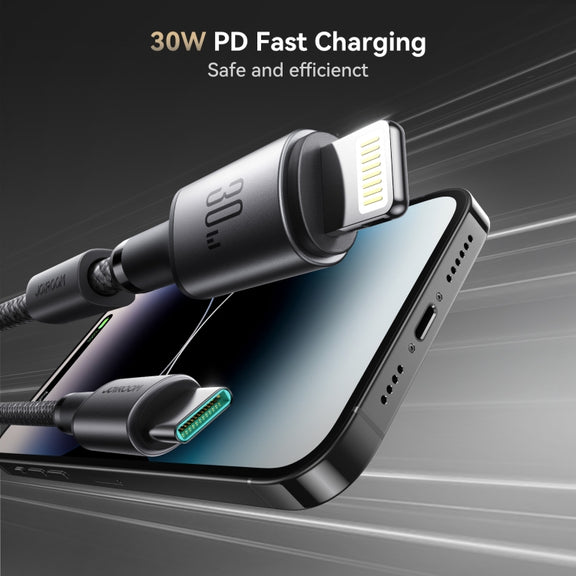 JOYROOM S-A50 3A 480Mbps Fast Charging Data Cable, Type-C to 8 Pin Cable, Length: 1.2m(Dark Gray)