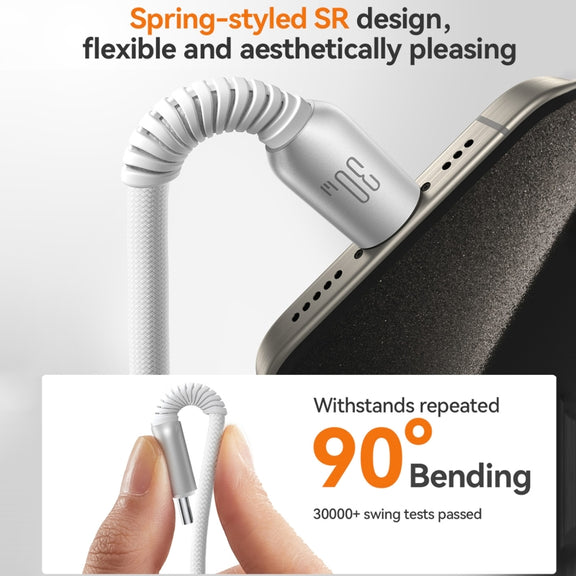 JOYROOM S-A51 Cutting-Edge Series 3A Fast Charging Data Cable, Type-C to 8 Pin Cable, Length: 1.2m(Light Gray)
