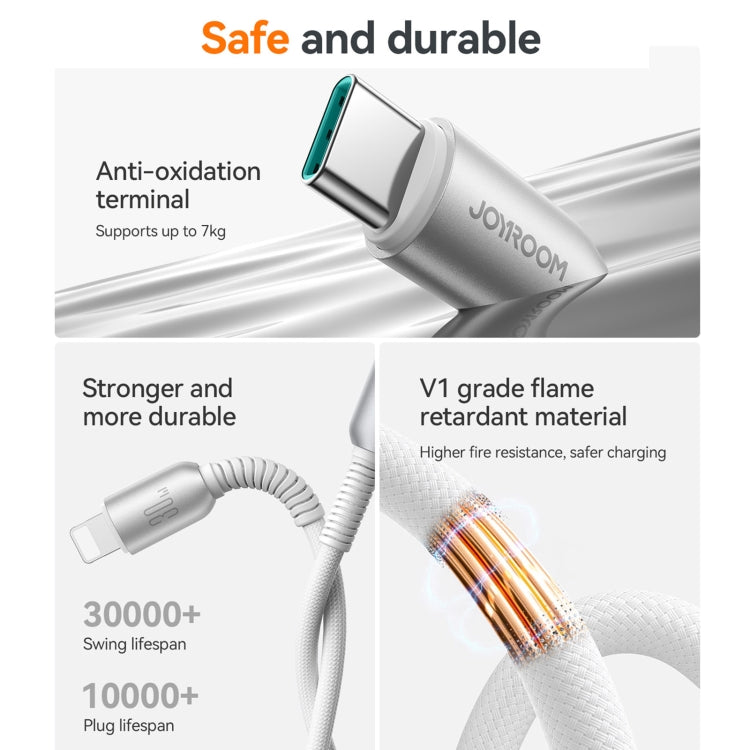 JOYROOM S-A51 Cutting-Edge Series 3A Fast Charging Data Cable, Type-C to 8 Pin Cable, Length: 1.2m(Light Gray)