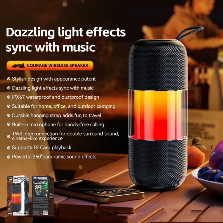 WK Beluga D12 Warrior Outdoor Water-resistant Portable Bluetooth Speaker(Black)