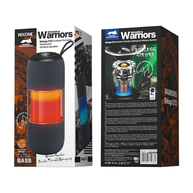 WK Beluga D12 Warrior Outdoor Water-resistant Portable Bluetooth Speaker(Black)