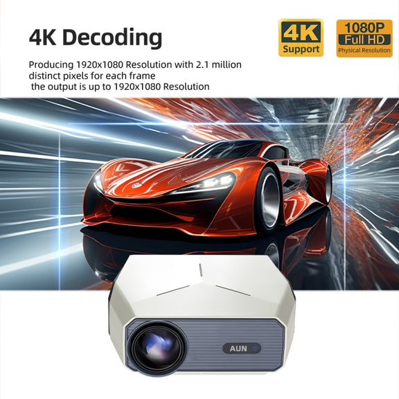 AUN A004 Pro 1920 x 1080P 9000Lumen Android 9.0 Portable LCD Projector, AU Plug(White)