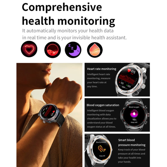 LC19 1.53 inch 2 in 1 Bluetooth Earphone IP67 Water-resistant Smart Watch, Support Sleep Monitoring(Black Silver)