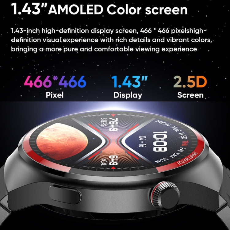 MT78 1.43 inch IP67 Water-resistant Smart Watch, Support Sleep Monitoring(Black)