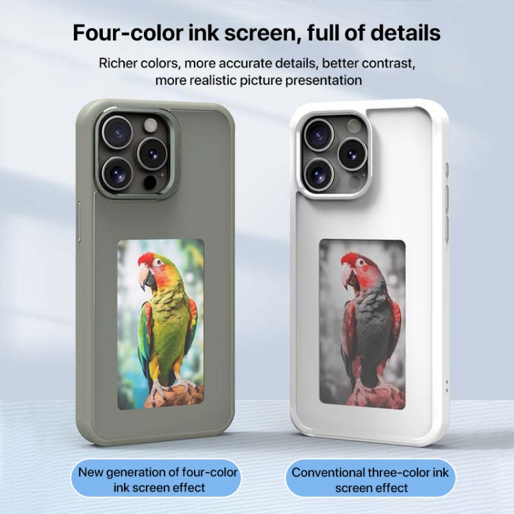 For iPhone 16 Plus Four-Color E-ink Screen NFC DIY Phone Case(Pink)