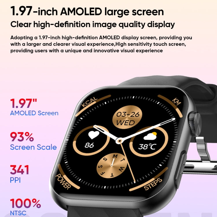 MT500 1.97 inch IP67 Water-resistant Smart Watch, Support Electrocardiogram / Temperature Measurement(Black)