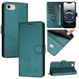 For iPhone 16e Smile Embossing RFID Leather Phone Case(Peacock Green) - iPhone 16e Cases by PMC TechLife | Online Shopping South Africa | PMC TechLife | Buy Now Pay Later Mobicred