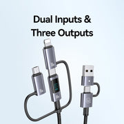 USAMS 60W 6 in 1 Digital Display Fast Charging Cable, Length:1.2m(Titanium Gray)