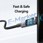 USAMS 60W 6 in 1 Digital Display Fast Charging Cable, Length:1.2m(Titanium Gray)