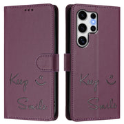 For Samsung Galaxy S25 Ultra 5G Smile Embossing RFID Leather Phone Case(Violet)