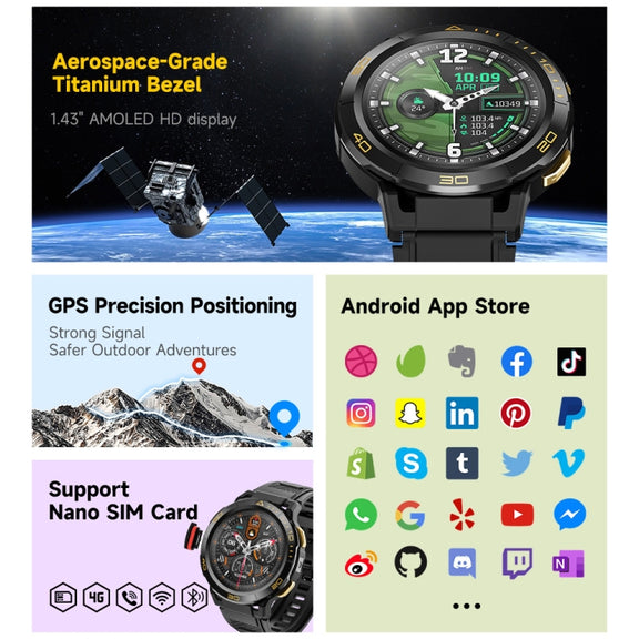 LEMFO Z1 1.43 inch AMOLED Screen Smart Watch, 4G Network Android 8.1, 4GB+64GB, Eurasian Version(Black)