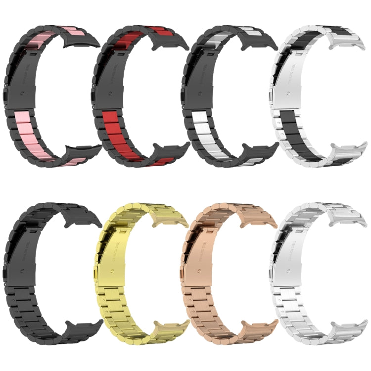 For Samsung Galaxy Watch Ultra 47mm Three Beads Stainless Steel Watch Band(Rose Gold)