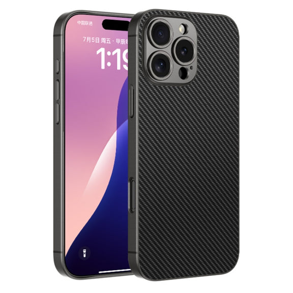 For iPhone 16 Pro Max GKK Metal Paint Skin Feel Leather Full Coverage Phone Case(Carbon Fibre)