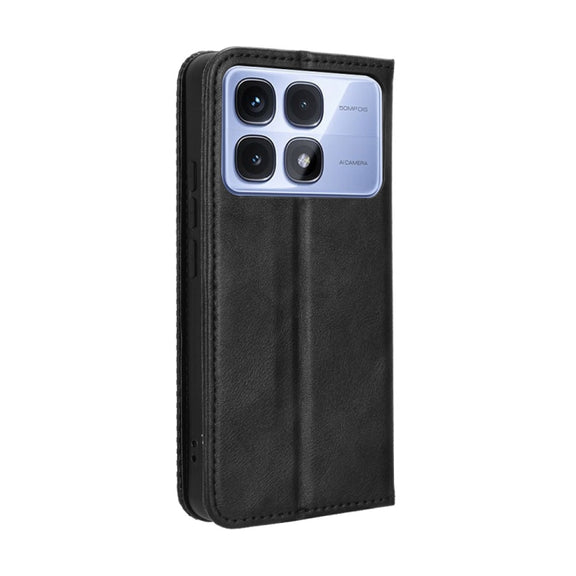 For Redmi K70 Ultra Magnetic Buckle Retro Texture Leather Phone Case(Black)