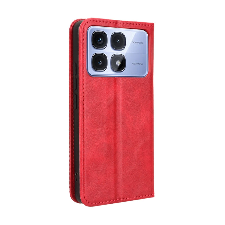 For Redmi K70 Ultra Magnetic Buckle Retro Texture Leather Phone Case(Red)
